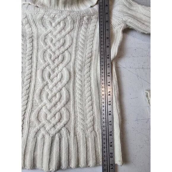 Y2k Abercrombie Vintage Cable Knit Off Shoulder Wool Angora Cashmere Sweater L - Picture 6 of 6